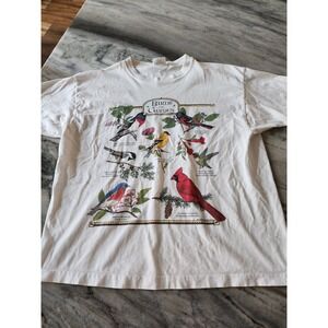 VTG Harborside Graphics Birds of the Garden Graphic T Shirt White Womens Cotton